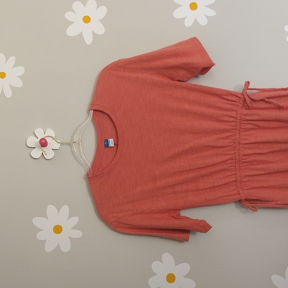 Old Navy Waist-Defined Short-Sleeve Slub-Knit Mini T-Shirt Dress Sugar Poppy - Picture 6 of 13